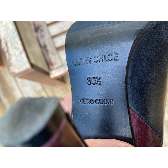 SEE BY CHLOE two tone booties with heel and side zipper size 6.5 (36.5 EU) women - Picture 7 of 9